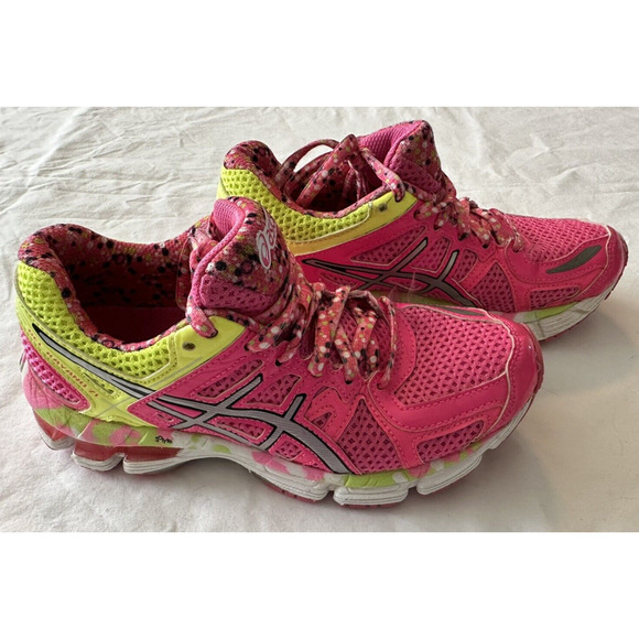 Asics Gel Kayano 21 C459N 3591 Pink Yellow Sz 1.5 Shoes Girls Kid Youth - Picture 1 of 15